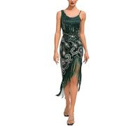 KBOPLEMQ Vestido de Gatsby para mujer estilo años 1920, vestido vintage de mujer estilo Flapper Charleston, vestido de Gatsby con lentejuelas y borlas, vestido de cóctel, vestido de graduación