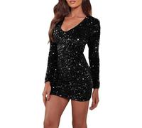 KBOPLEMQ Vestido de lentejuelas para mujer, vestido de fiesta, negro, rojo, brillante, vestido bodycon vestido de fiesta, vestido de noche, elegante, vestido de baile, sexy, vestido corto, minivestido
