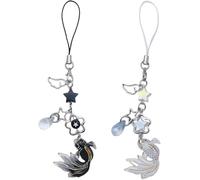 KBRPEY 2 Piezas Cadena para Teléfono Móvil Acrílico y Adornos de Aleación con Forma de Lágrima y Estrella Cuerda Teléfono pez Koi Colgante Antipérdida para Parejas
