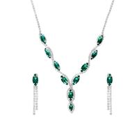 KBRPEY 2 Piezas Conjunto Collar Pendientes Marquesa Cristal Brillante Joya Nupcial Elegante Adorno Mujer Ceremonia Plateado Lujo