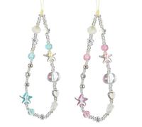 KBRPEY 2 Piezas de Teléfono Móvil Charms Teléfono Móvil de la Cadena Corta Forma de Estrella Cadenas de Moda Para Teléfonos Móviles Cuentas Lindo Encanto Decoración de Cámara (Set 2)