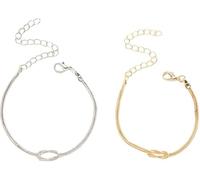 KBRPEY 2 Piezas Juego de Pulseras Mujer Hombre Conjunto Pulsera Nudo Pareja Amistad Joyería San Valentín Cumpleaños Regalo para Novio Novia Amigos