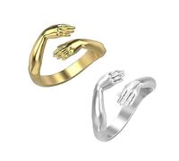 KBRPEY 2 Piezas Plata De Ley 925 Anillo De Abrazo para Parejas Anillo Personalizado Forma Abrazo Regalo para Amantes