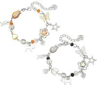 KBRPEY 2 Piezas Pulseras Colgantes Galaxia Estrellas Luna Planeta Perlas Ajustable Cristal Cuarzo Acrílico Joyería para Mujeres Niñas (B)