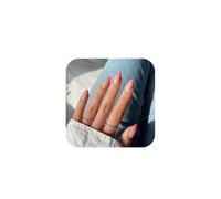KBRPEY 24 Piezas Uñas Postizas Cortas Material ABS no se Rompe Fácilmente Suave Estilo Francés Cómodos y Transpirables Fácil de Poner y Quitar Elegante y Sofisticado