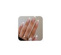 KBRPEY 24 Piezas Uñas Postizas Cortas Material ABS no se Rompe Fácilmente Suave Estilo Francés Cómodos y Transpirables Fácil de Poner y Quitar Elegante y Sofisticado