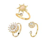 KBRPEY 3 Anillos giratorios para ansiedad mujeres anillos ajustables y giratorios con Piedra Central para Relax Trabajo y Salidas Sociales