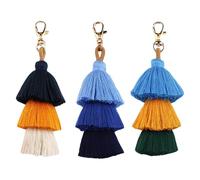 KBRPEY 3 Llaveros Borla Capa Triple Decorativos Textiles Multicolor Accesorios Bolsos Mochilas