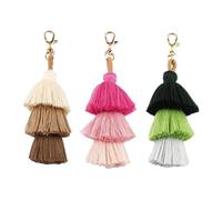 KBRPEY 3 Llaveros Borla Colgante Multicapa Decorativo Estilo Bohemio Artesanal Mujer Bolso Accesorio