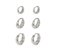 KBRPEY 3 Pares Aros Huggie Pequeños Ovalados Dorados Brillantes Pendientes Argolla Mujer Elegantes Minimalistas Joyería