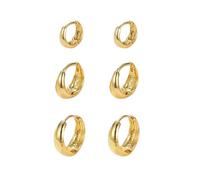 KBRPEY 3 Pares Aros Huggie Pequeños Ovalados Dorados Brillantes Pendientes Argolla Mujer Elegantes Minimalistas Joyería