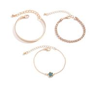 KBRPEY 3 Pcs Pulseras Mujer Chapado en 14k Ajustable Apilables Acero Inoxidable Trébol Pulsera Joyas de Trébol de Cinco Hojas Dorado de Cuatro Hojas Pulsera Joyas Regalo Cumpleaños Amigas (Verde)