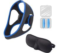 KBRPEY 3 Piezas Kit Antirronquidos Completo Banda Ajustable Mandíbula Tapones Oídos Estuche Almacenamiento Máscara Dormir Conjunto Solución Respiración Nocturna