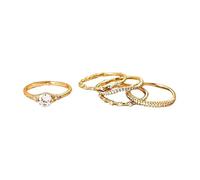 KBRPEY 5 Piezas Conjunto Anillos Apilables Oro 14k Circonita Brillante Elegante Joya Mujer Alianza Compromiso Diamante Simulado (9)