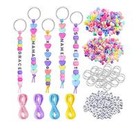 KBRPEY 566 Piezas Llavero Kit de Cuentas Hacer Tú Mismo con Cuentas del Alfabeto Ajustables y Colores Cordón para Fabricación de Joyas Colgantes Dijes(Set A)