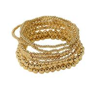 KBRPEY 7 Piezas Pulsera para Mujer Niña Pulsera de Perlas Doradas Apilables Elástica Juego de Pulseras Joyería Regalo para Aniversario Navidad Cumpleaños