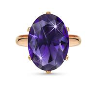 KBRPEY Anillo Mujer Elegante con Gran Piedra Morada y Detalles en Oro Anillos de Moda para Mujer Joyería Fina para Eventos Especiales