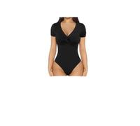 KBRPEY Body Manga Corta Mujer Bodysuit Cuello V Nudo Frontal Moldeador Reductor Vientre Plano Top Elegante Monos Vestir Camiseta Ajustado Ropa Verano Body Mujer Sexy