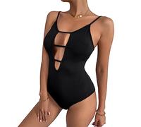 KBRPEY Body para Mujer Sexy Bodies Bodysuit Mono con Cortes Top Leotardo Una Sola Pieza Elástico Trajes de Negro Jumpsuit Tops Casual Stretch Lencería para Fiesta (Negro L)