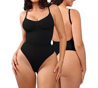KBRPEY Body Reductor Mujer Shapewear Control de Abdomen Bodysuit Espalda Baja Moldeador con Tirantes Ajustables Body Moldeadores Tanga para Mujer (Negro L)
