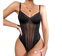 KBRPEY Body sin Mangas Mujer Sexy Bodysuit Tirantes Finos Transparente Moldeador Reductor Faja Moldeadora Reductora Vientre Plano Monos de Vestir Elegantes