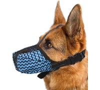 KBRPEY Bozal Transpirable Malla Ajustable Protector Canino Mascota Seguridad Entrenamiento Paseo Antilametones Antiladridos Razas Grandes Medianas(Azul-XL)