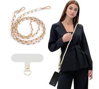 KBRPEY Cadena Eslabones Metálicos Correa Colgante Teléfono Móvil Cruzado Diagonal Ajustable Accesorio Smartphone Elegante