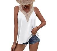 KBRPEY Camiseta Mujer con Cuello en V Camiseta sin Mangas Mujer Camisetas Confort Tank Top Elegancia Blusa Casual Cami Tops de Longitud Media(Blanco XL)