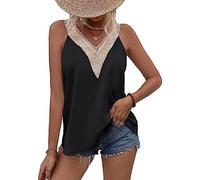 KBRPEY Camiseta Mujer con Cuello en V Camiseta sin Mangas Mujer Camisetas Confort Tank Top Elegancia Blusa Casual Cami Tops de Longitud Media(Negro XL)