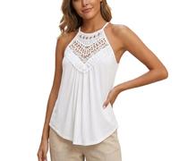 KBRPEY Camiseta Tirantes Mujer Tank Top Camisola Verano Cuello Halter Encaje Blusa sin Mangas Tops Casuales Ropa Deportiva Elegante Camisetas Transpirable Suave