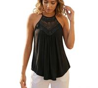 KBRPEY Camiseta Tirantes Mujer Tank Top Camisola Verano Cuello Halter Encaje Blusa sin Mangas Tops Casuales Ropa Deportiva Elegante Camisetas Transpirable Suave
