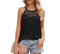 KBRPEY Camiseta Tirantes Mujer Tank Top Camisola Verano Cuello Halter Encaje Blusa sin Mangas Tops Elegante Ropa Casual Deporte Algodon