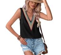 KBRPEY Camiseta Tirantes Mujer Tank Top Camisola Verano Cuello V Bordado Étnico Blusa sin Mangas Tops Casual Ropa Deportiva Elegante Algodon