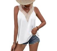KBRPEY Camiseta Tirantes Mujer Tank Top Camisola Verano Cuello V Encaje Elegante Blusa sin Mangas Tops Casual Ropa Deportiva Algodon Fluido Suave Transpirable