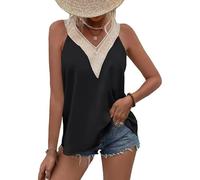 KBRPEY Camiseta Tirantes Mujer Tank Top Camisola Verano Cuello V Encaje Elegante Blusa sin Mangas Tops Casual Ropa Deportiva Algodon Fluido Suave Transpirable