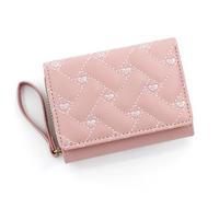 KBRPEY Cartera Compacta Trenzada Elegante Monedero Pequeño Mujer Billetera Piel Sintética Cremallera Dorada Correa Mano