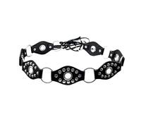 KBRPEY Cinturon Mujer Hollow Out Tachonado de Cuero Negro Cinturón Ancho de Aleación de Cintura Hebilla Elegante Lazo de Cuerda para la Falda Pantalones Cintura Accesorios