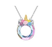 KBRPEY Colgante Unicornio Mágico Cristal Iridiscente Collar Fantasía Joyería Decorativa Accesorio Elegante