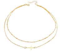 KBRPEY Collar de Mujer Niña Perlas Colgante Cruzado Cadena Collar Clásico de Varias Capas Joyas de Moda Retro Regalo de Cumpleaños San Valentín