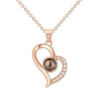 KBRPEY Collar En Forma De Corazón Con Proyección De 'Te Amo' En 100 Idiomas Colgante De Amor Romántico Para Mujer Joyería De Moda Para San Valentín Collar De Amor Eterno Para Mujer