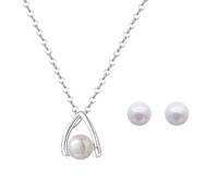 KBRPEY Collar y Pendientes Mujer Plata con Perla Conjunto de Joyas Elegante para Regalo Cumpleaños Swarovski Inspirado Ideal para Ocasiones Especiales
