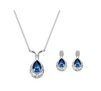 KBRPEY Conjunto Joyas Gota Agua Cristal Collar Pendientes Mujer Accesorios Elegantes Adornos Femeninos