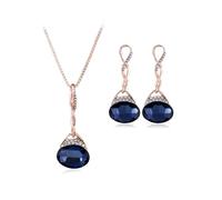 KBRPEY Conjunto Joyas Mujer Lágrima Cristal Azul Collar Pendientes Brillantes Adornos Elegantes