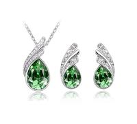 KBRPEY Conjunto Joyas Mujer Lágrima Cristal Brillante Collar Pendientes Elegantes Adornos Femeninos