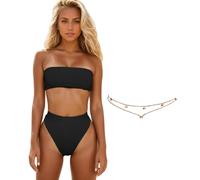 KBRPEY Conjuntos de Bikinis para Mujer Traje de Baño Bandeau Cintura Alta Bikini Traje Push up Bañador de Dos Piezas Natación Playa Verano Elegante Tanga