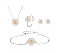 KBRPEY Girasol Conjunto de Joyas para Mujer Girasol Colgante Collar Pulsera Anillo Pendientes Juego de Joyas para Mujeres Adolescentes y Niñas