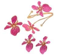 KBRPEY Juego de Joyas para Mujer Vintage Pétalo de Flor Pendientes Pulsera Conjunto y Anillos Hipoalergénico Declaración Metal Juegos para Fiestas Citas y Looks Diarios
