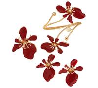 KBRPEY Juego de Joyas para Mujer Vintage Pétalo de Flor Pendientes Pulsera Conjunto y Anillos Hipoalergénico Declaración Metal Juegos para Fiestas Citas y Looks Diarios