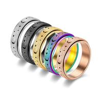 KBRPEY Juegos de Anillos Giratorios con Estrellas y Luna Anillos Mujer Acero Titanio Joyería Hombre Antiestrés Set 5 Piezas Banda Rotativa Suave (Size 9)