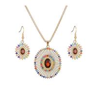 KBRPEY Juegos de Joyas para Mujer Retro Bohemio Conjunto Pendientes Collar Glamour Colgante para Mujeres Fiesta Regalo de Cumpleaños